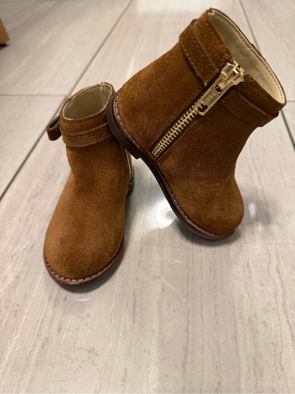 Janie and Jack Toddler Tan Suede Side-Zip Ankle Boots Size 5